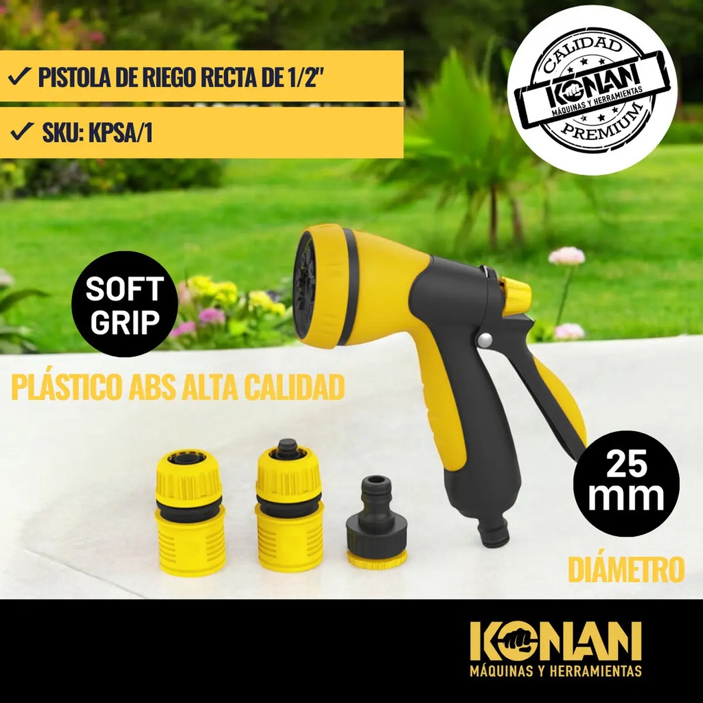 Pistola De Riego Con 3 Accesorios 1/2 Konan 8 Opciones