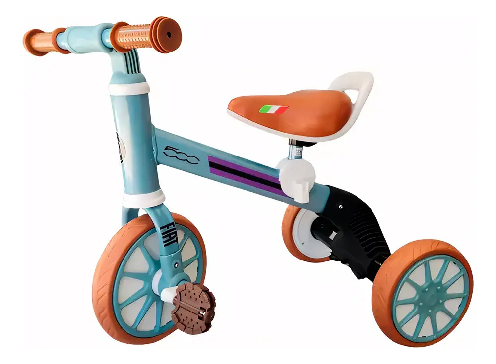 Triciclo Infantil Fiat 500 2 En 1 Convertible  035q Aqua