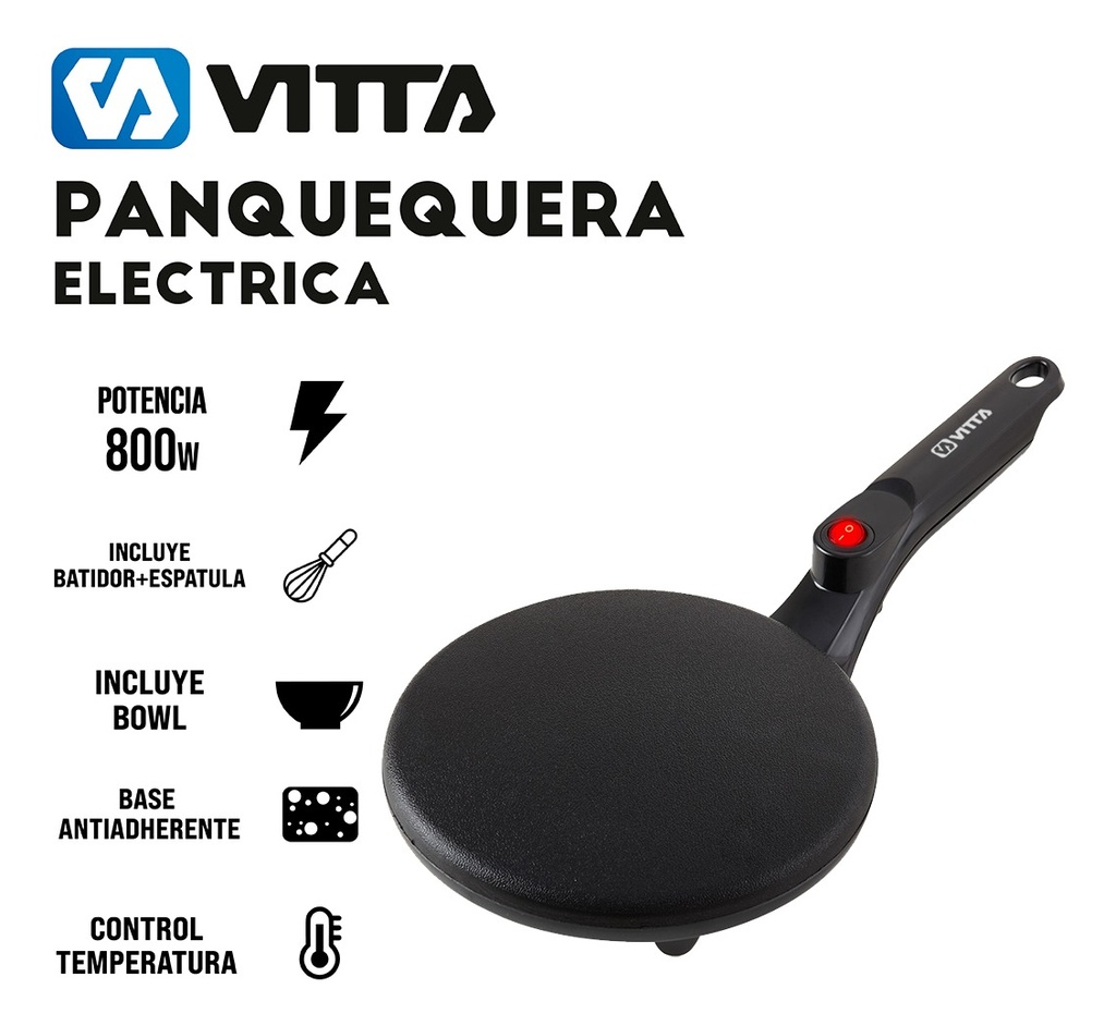 Panquequera Electrica Color Negro - Vitta