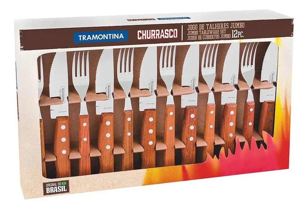 Juego De Barbacoa Tramontina Dynamic De Madera 12 Piezas Marrón Claro