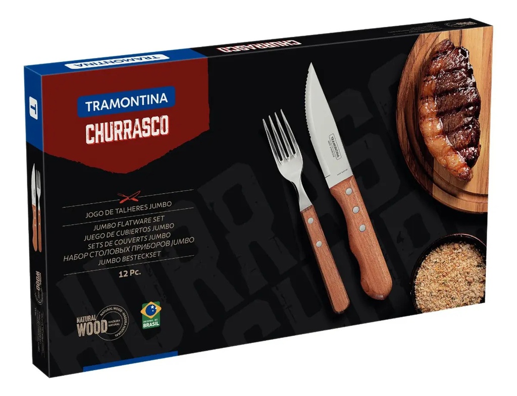 Juego De Barbacoa Tramontina Dynamic De Madera 12 Piezas Marrón Claro