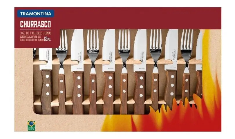 Juego De Barbacoa Tramontina Dynamic De Madera 12 Piezas Marrón Claro