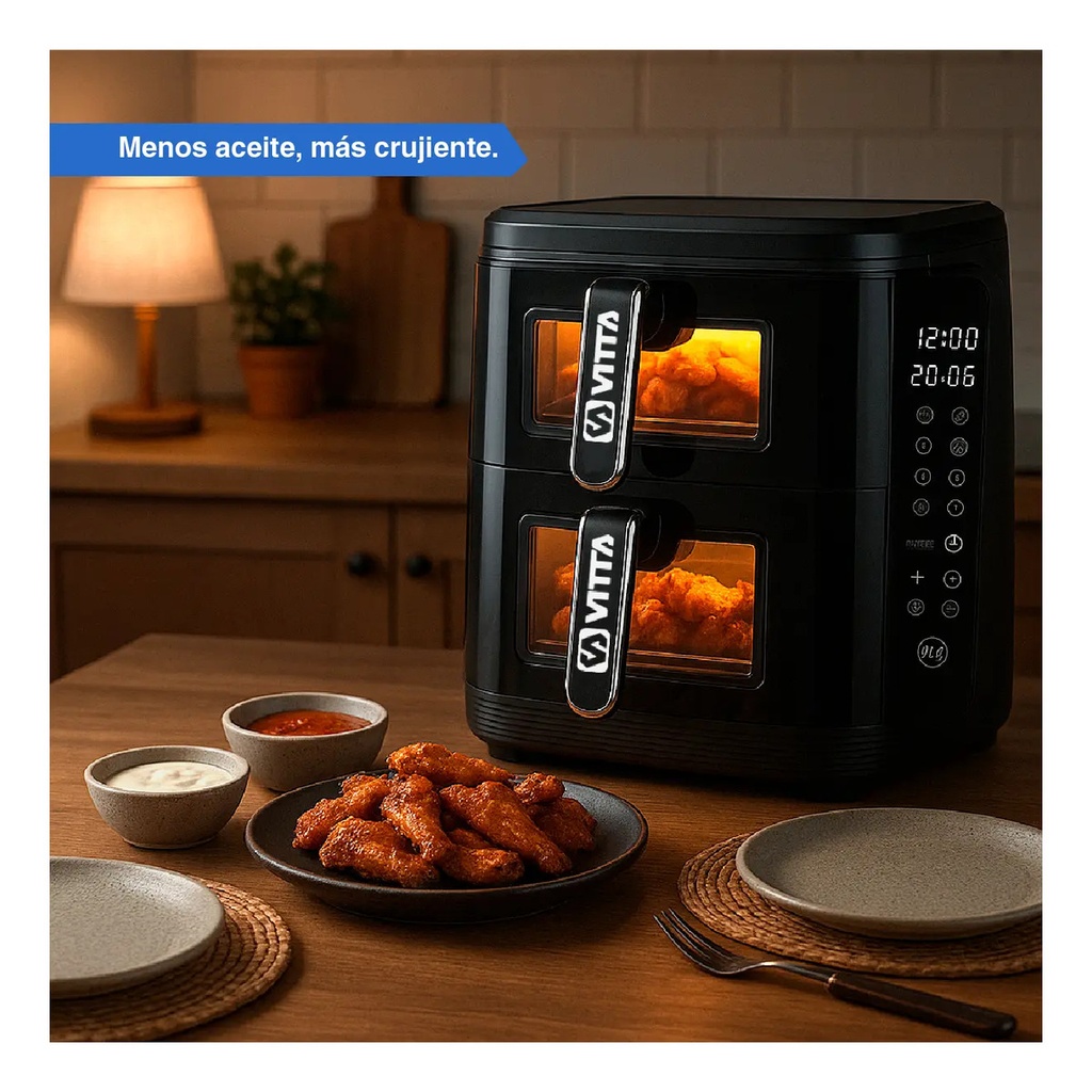 Freidora De Aire Vitta 2200w 11.8l Doble Canasto Digital Negro