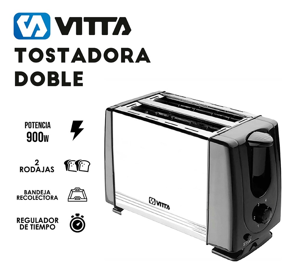 Tostadora Electrica 900w 2 Panes 6 Niveles Full - Vitta