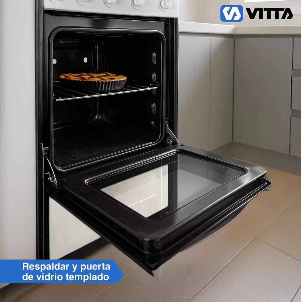 Cocina Vitta Multigas 52 Cm Puerta Y Respaldar De Vidrio