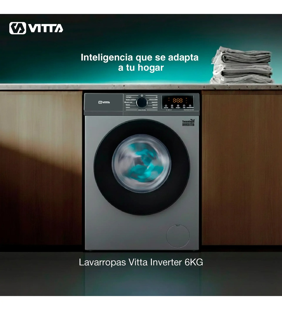 Lavarropas Vitta Inverter 6kg Silver 1200 Rpm Vit-wmcfwt Blanco
