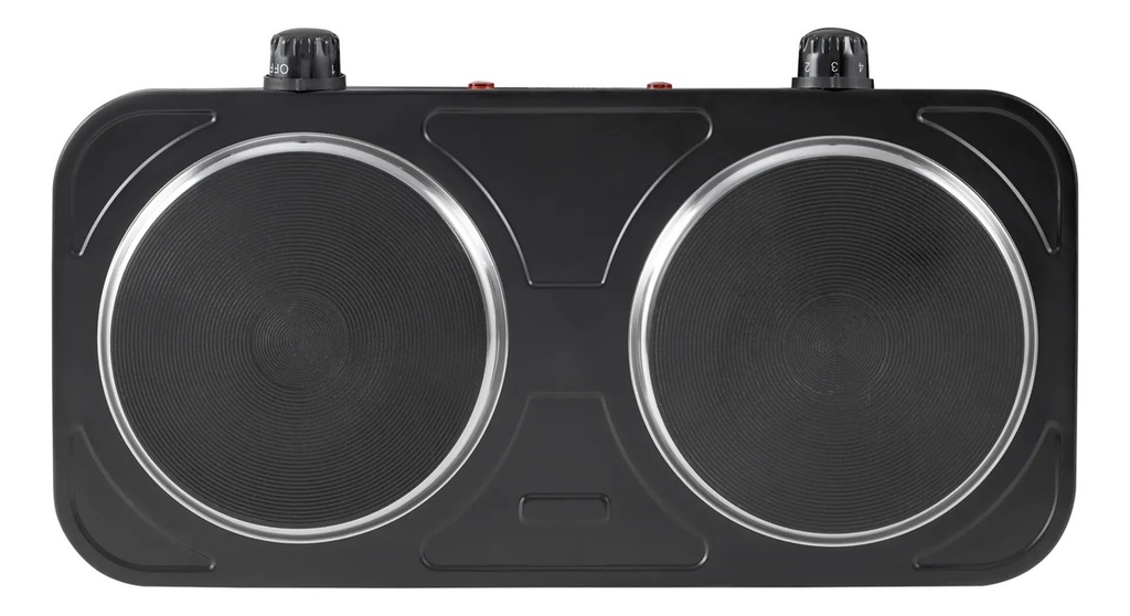 Anafe Eléctrico Kanji 2 Hornallas Negro 2200w Kjh-hp2200bdd
