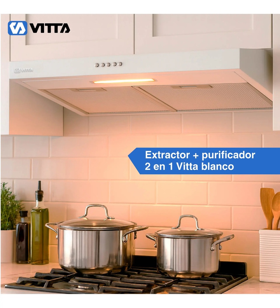 Extractor Purificador De Cocina 2 En 1 60cm Vitta Blanco