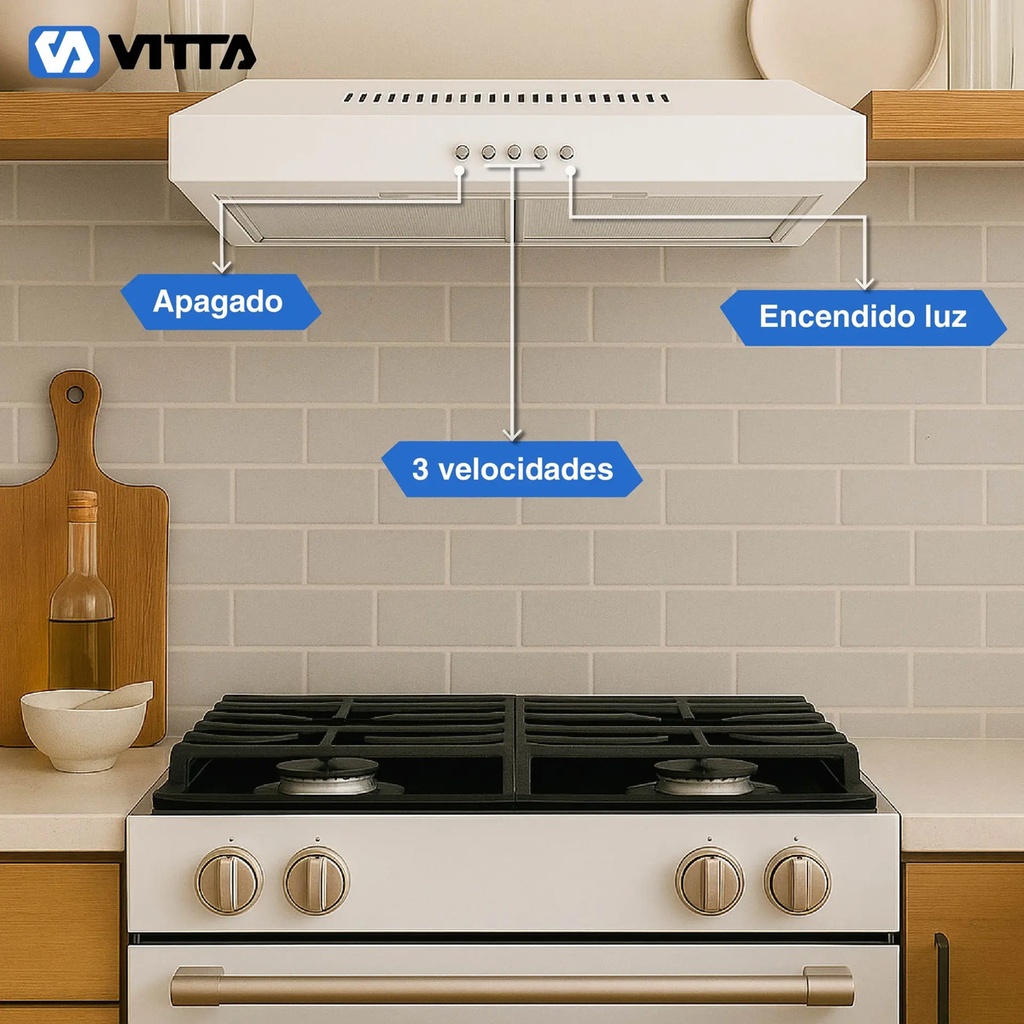 Extractor Purificador De Cocina 2 En 1 60cm Vitta Blanco