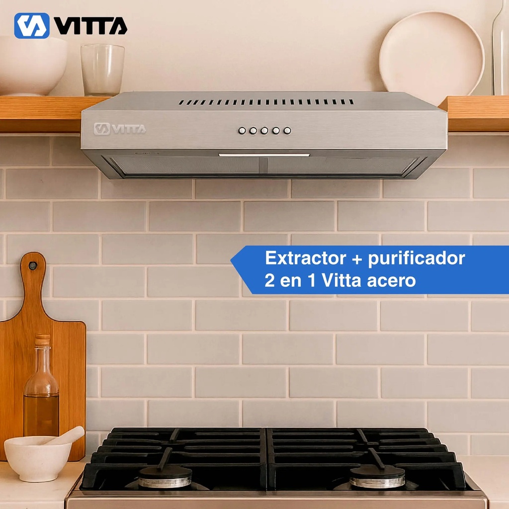 Extractor Purificador De Cocina 2 En 1 60cm Vitta Acero Inox Acero Inoxidable
