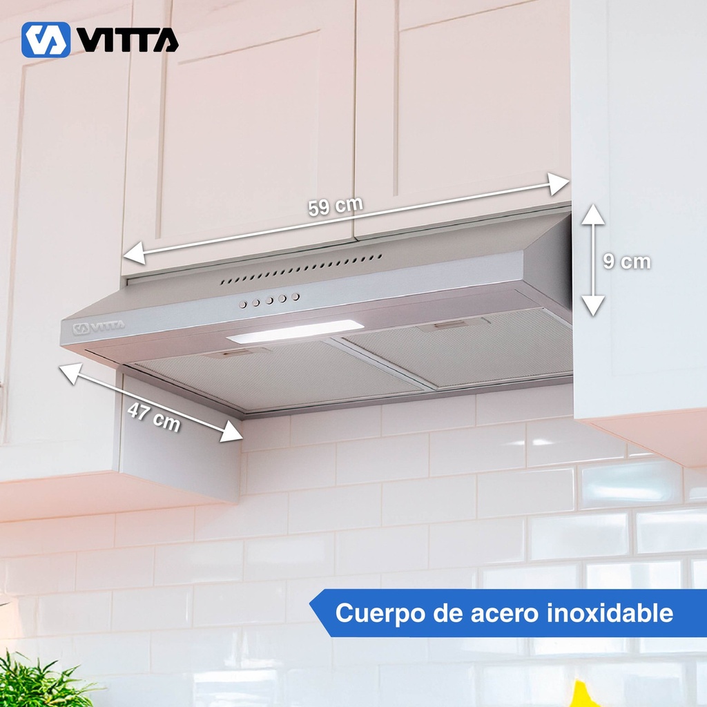 Extractor Purificador De Cocina 2 En 1 60cm Vitta Acero Inox Acero Inoxidable