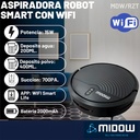Aspiradora Robot Midow Wifi Smart Trapeador 3 Modos Limpieza Negro