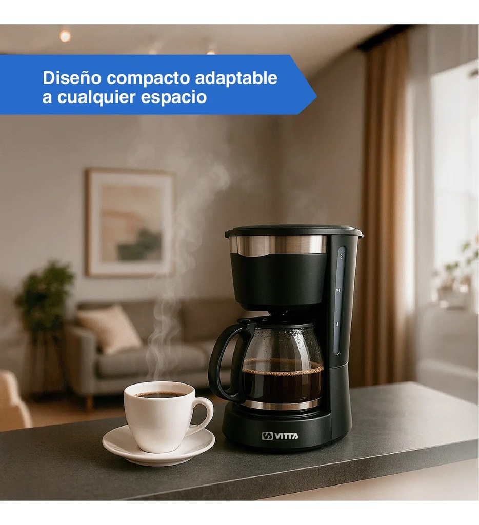 Cafetera De Filtro Semi-auto Vitta 6 Tazas Caf-cm08000t001 Negro
