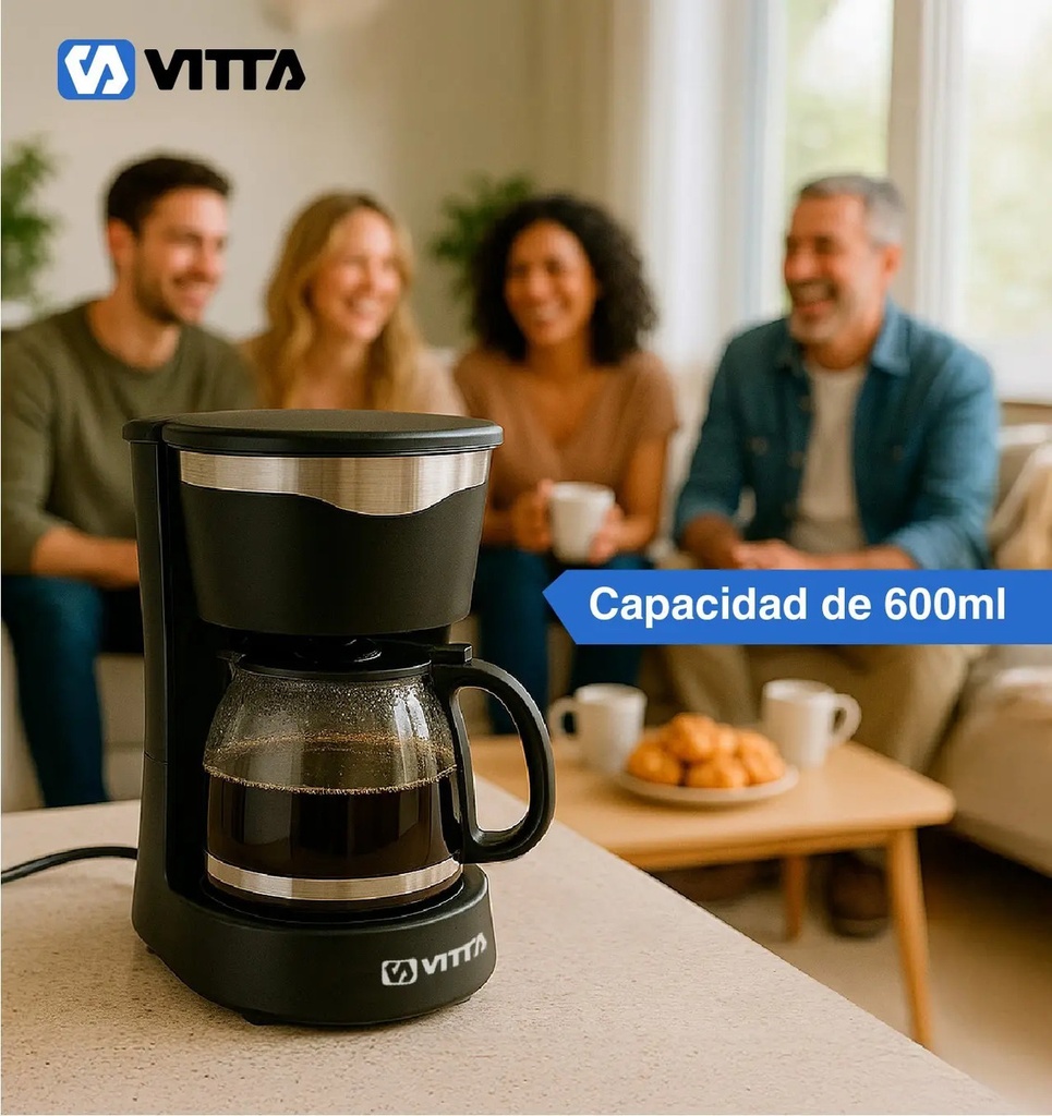 Cafetera De Filtro Semi-auto Vitta 6 Tazas Caf-cm08000t001 Negro