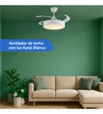 Ventilador De Techo Kanji Retráctil Blanco 4 Aspas 6 Velocid 1.15 M 50 Transparente Plástico