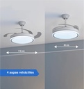 Ventilador De Techo Kanji Retráctil Blanco 4 Aspas 6 Velocid 1.15 M 50 Transparente Plástico