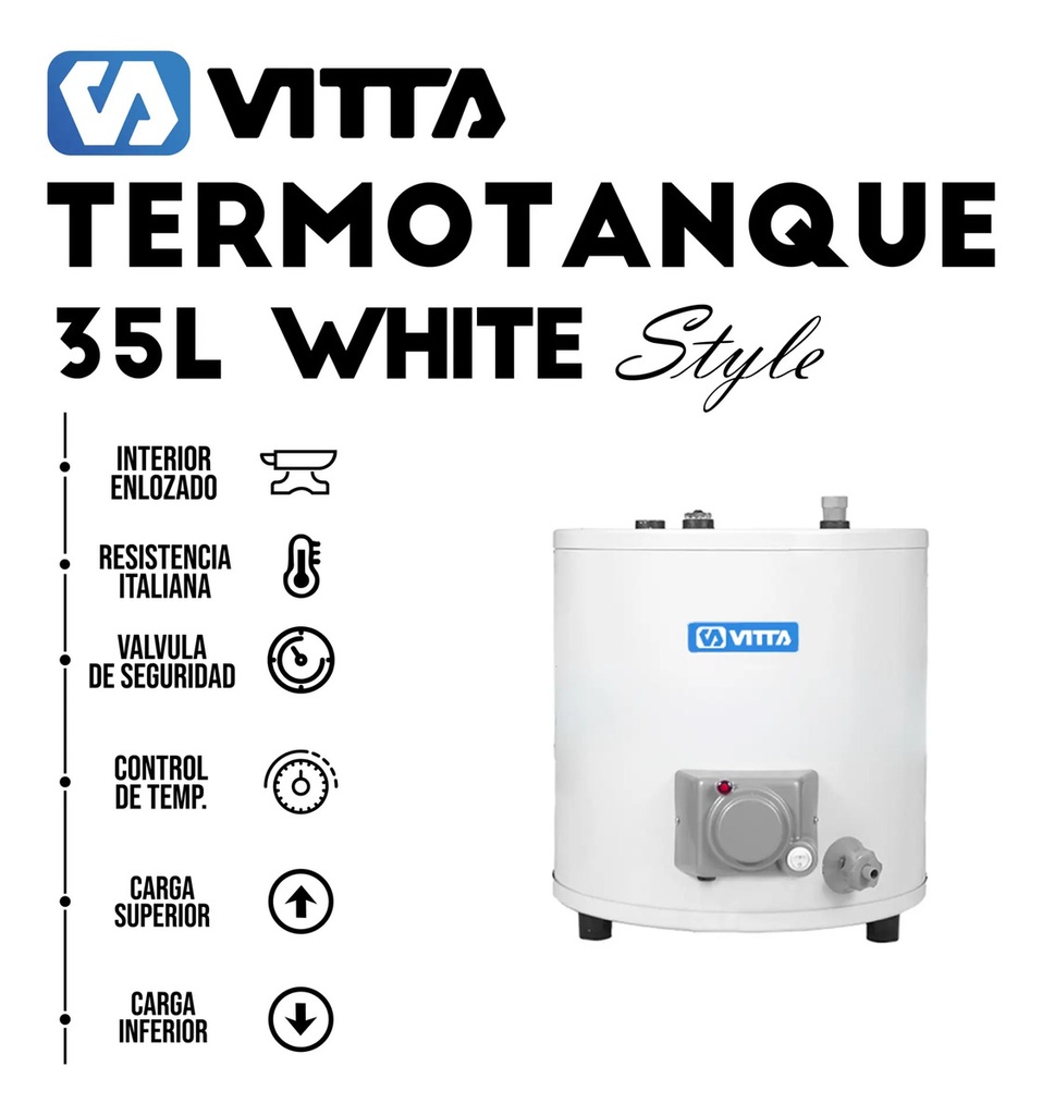 Termotanque Vitta Electrico Doble Carga 35l Blanco 220v