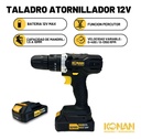 Taladro Atornillador 12v Konan 10mm 2 Baterias Percutor - Negro