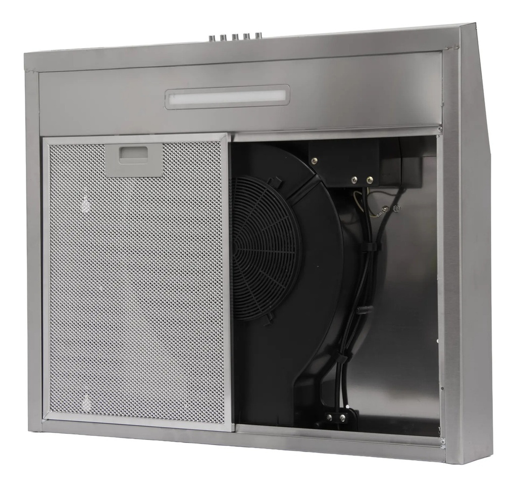 Extractor Purificador De Cocina Led Kanji Con Y Sin Salida Plateado