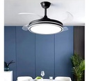 Ventilador De Techo Kanji Retráctil Negro 4 Aspas 6 Velocidades Luz Calida Natural Fria 1.15 M 50 Transparente Plástico