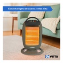 Estufa Halogena Cuarzo Vitta 1200w 3 Velas Giratoria Vit-201 Gris Oscuro