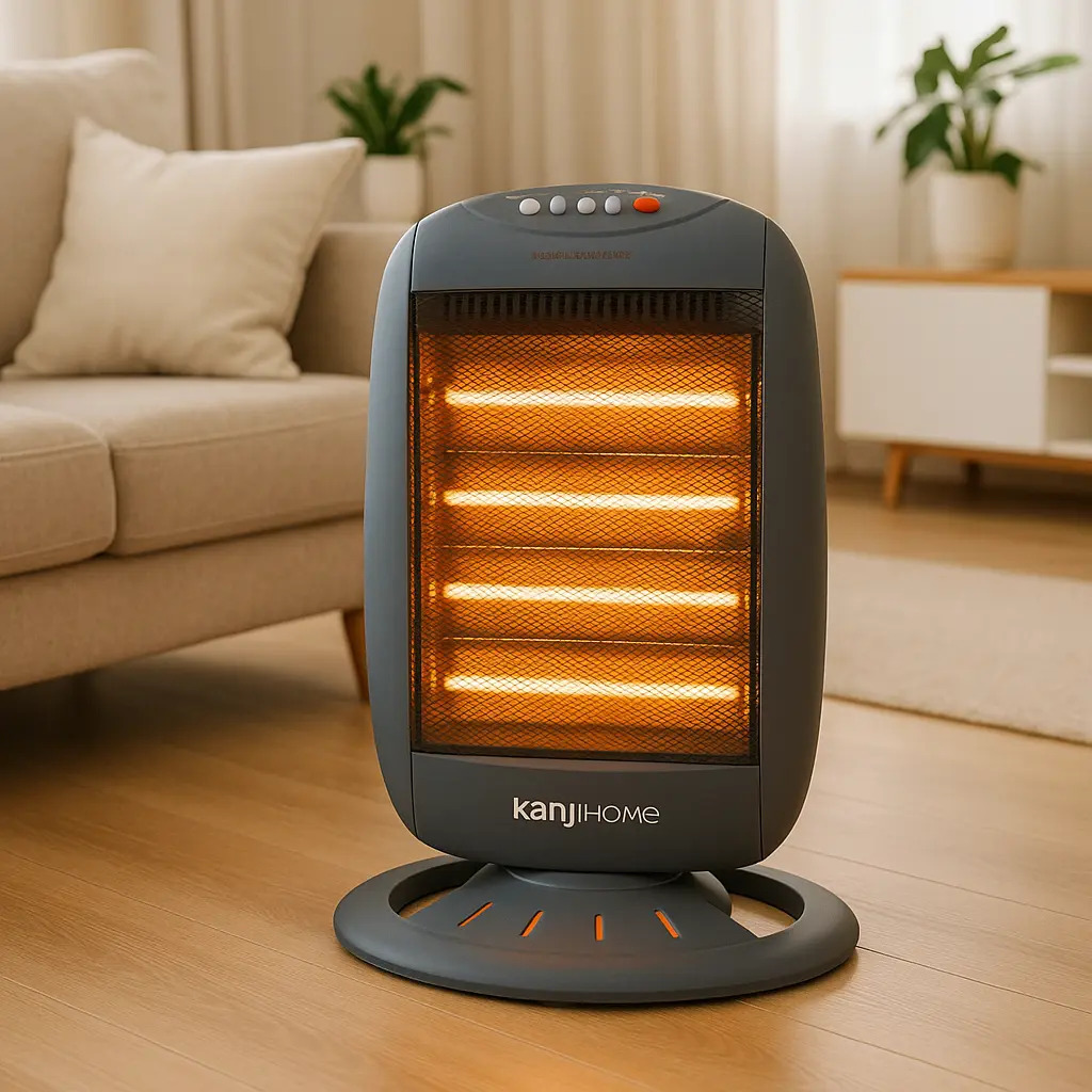 Estufa Halogena Cuarzo Kanji 1600w 4 Velas Giratoria Kj-405g Gris Oscuro
