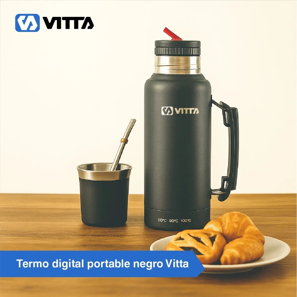 Termo Eléctrico Vitta 1 Litro 2 En 1 Mate Y Bombilla