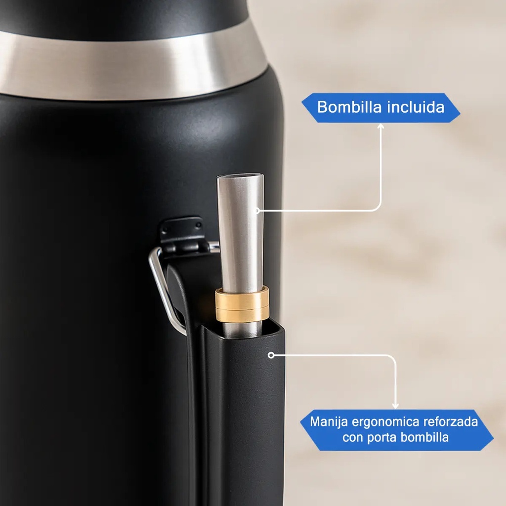 Termo Eléctrico Vitta 1 Litro 2 En 1 Mate Y Bombilla