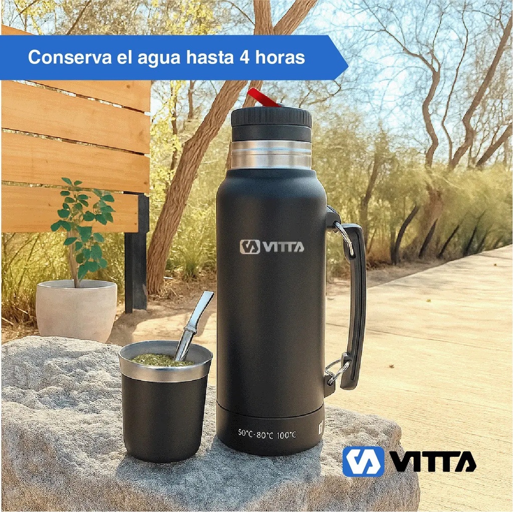 Termo Eléctrico Vitta 1 Litro 2 En 1 Mate Y Bombilla
