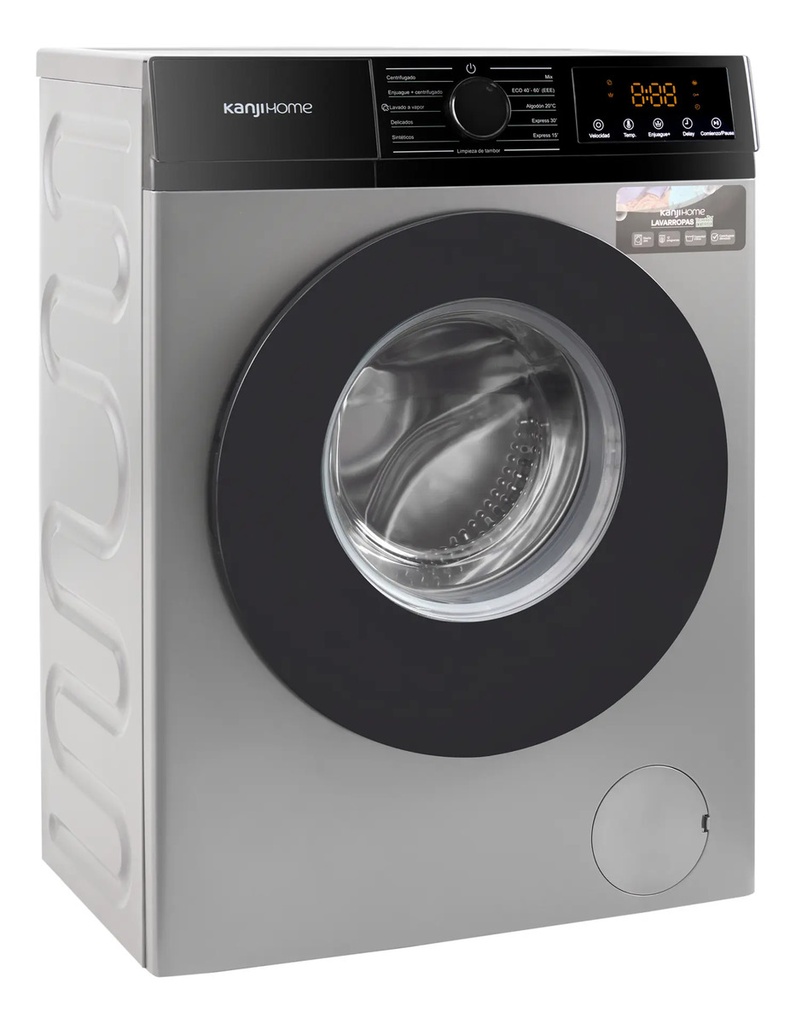 Lavarropa Kanji Home 8kg Inverter Kjh-wmcfsl Gris 1200rpm
