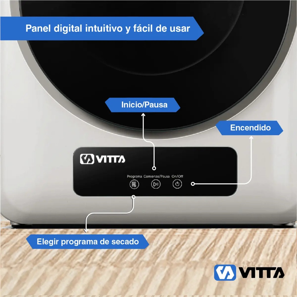Secarropas Por Calor Vitta 4kg Panel Digital 4 Programas Blanco