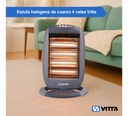 Estufa Halogena Cuarzo Vitta 1200w 4 Velas Giratoria Vit-405 Gris