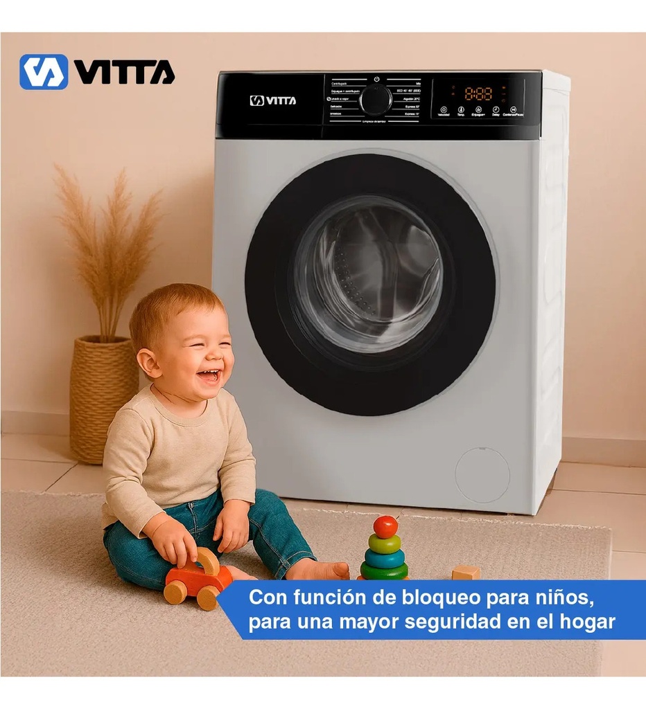 Lavarropas Vitta Inverter 8kg White 1200 Rpm Vit-wmcfwt8k Silver