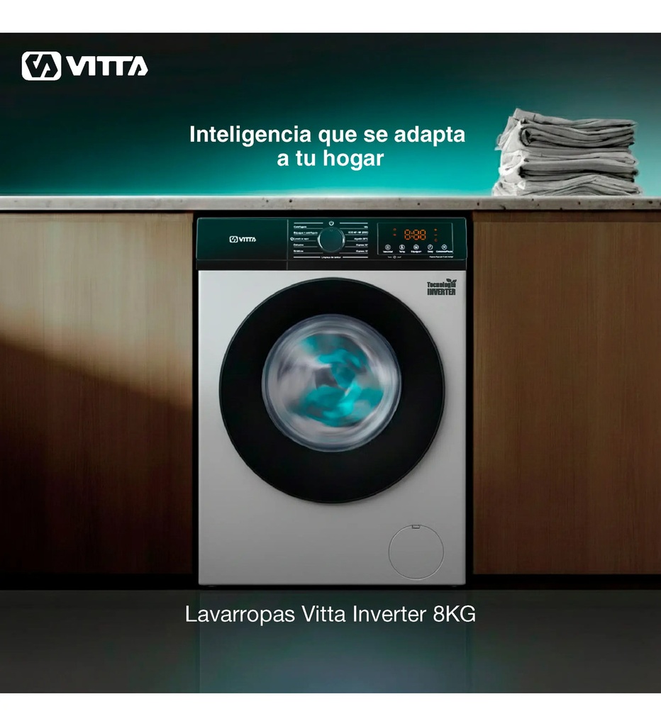 Lavarropas Vitta Inverter 8kg White 1200 Rpm Vit-wmcfwt8k Silver