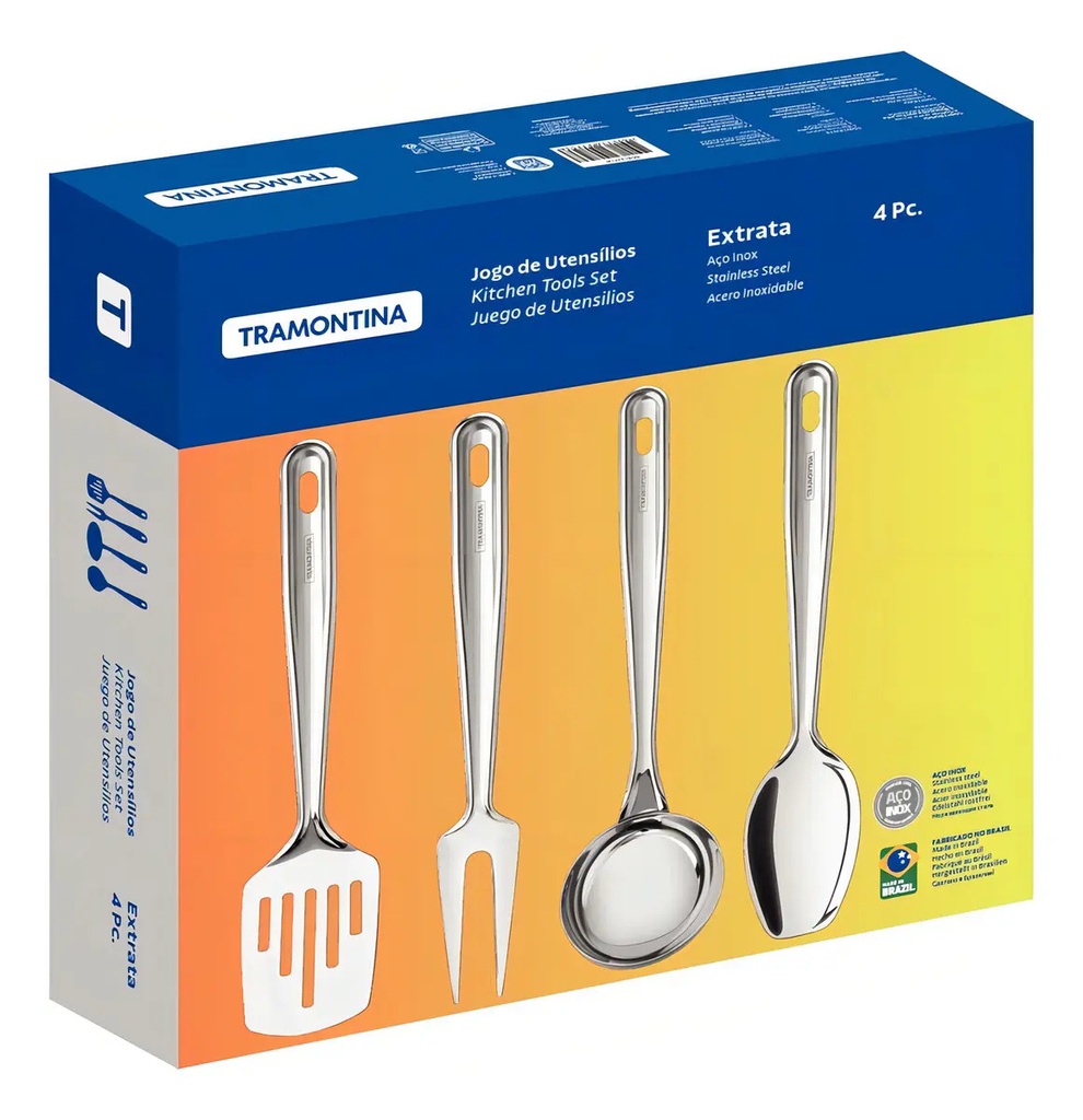 Set 4 Utensilios Cocina Tramontina Extrata Acero Inoxidable