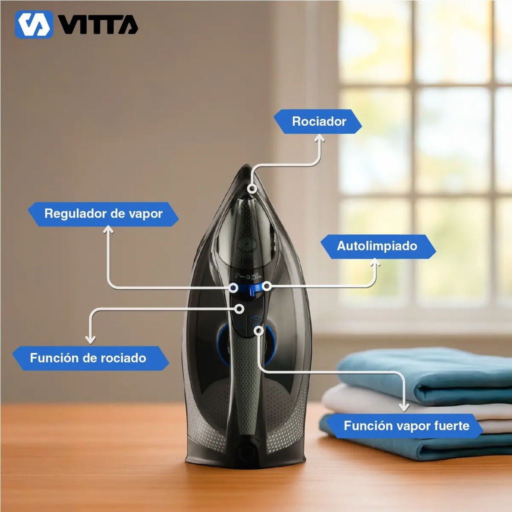 Plancha A Vapor Vitta Vertical 2200w Vit-pl2400 Negro Negro