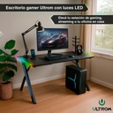 Escritorio Gamer Con Rgb Ultrom Fibra De Carbono Gt-2309 Negro