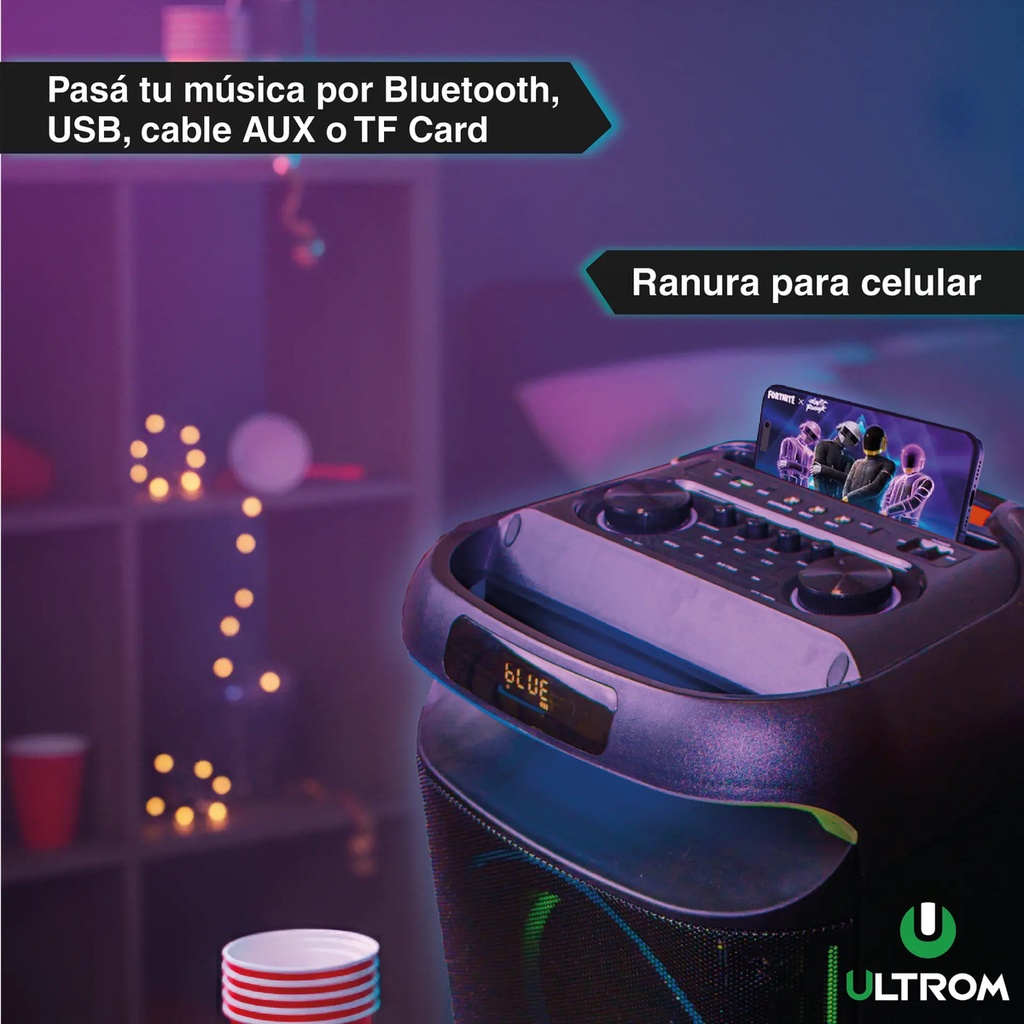 Torre De Sonido Parlante Ultrom Cancun 12000w Bluetooth Negro