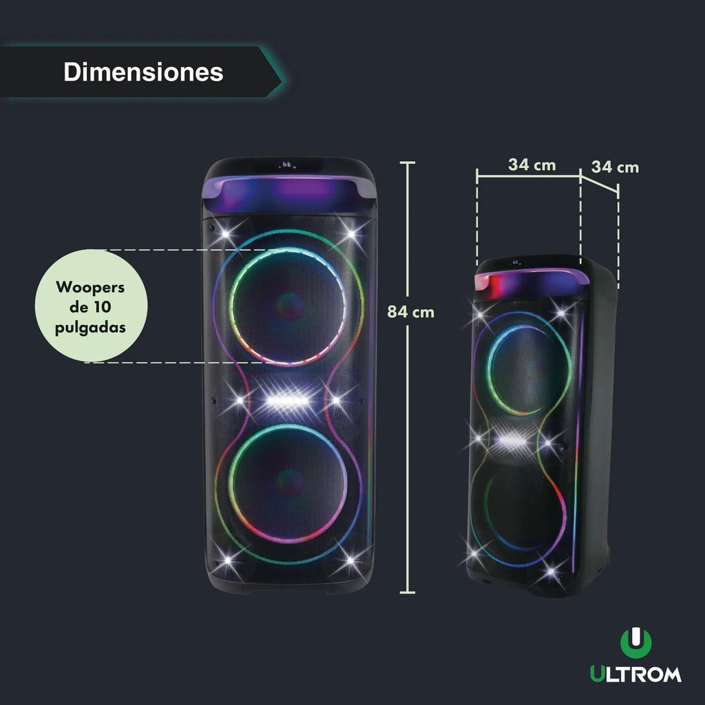 Torre De Sonido Parlante Ultrom Cancun 12000w Bluetooth Negro