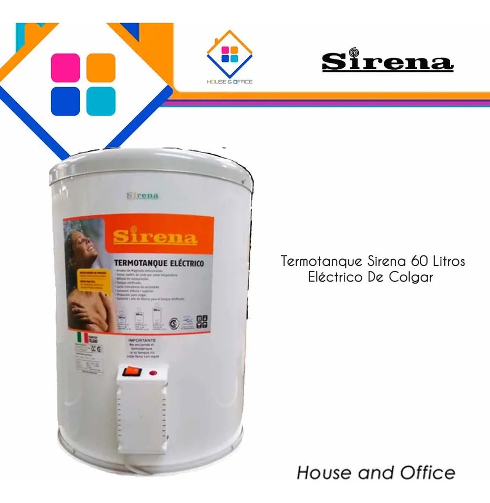 Termotanque Eléctrico Sirena Te60 60l Blanco Anticorrosivo De Colgar