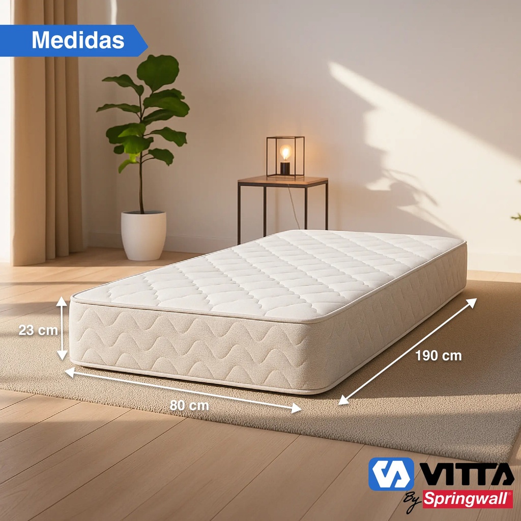 Colchon De Resorte Vitta Oasis 1 Plaza 80x190x23 Blanco