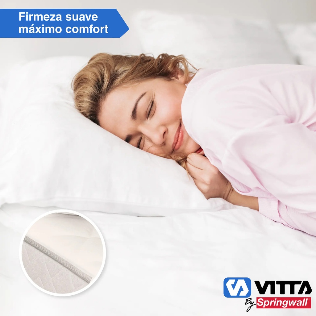 Colchon De Resorte Vitta Oasis 2 Plaza 140x190x23 Blanco