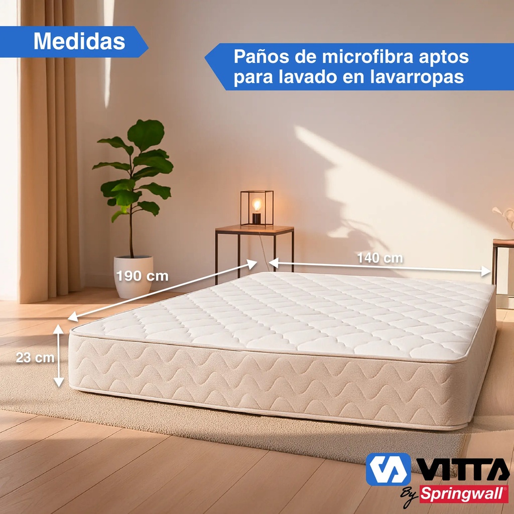 Colchon De Resorte Vitta Oasis 2 Plaza 140x190x23 Blanco