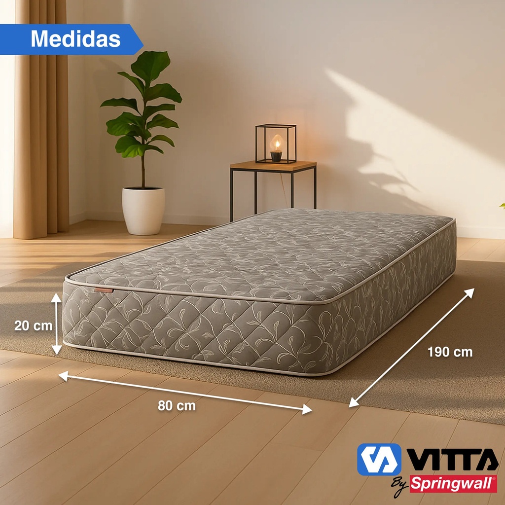 Colchon Espuma Vitta Aurora 20 1 Plaza 80x190x23 Gris