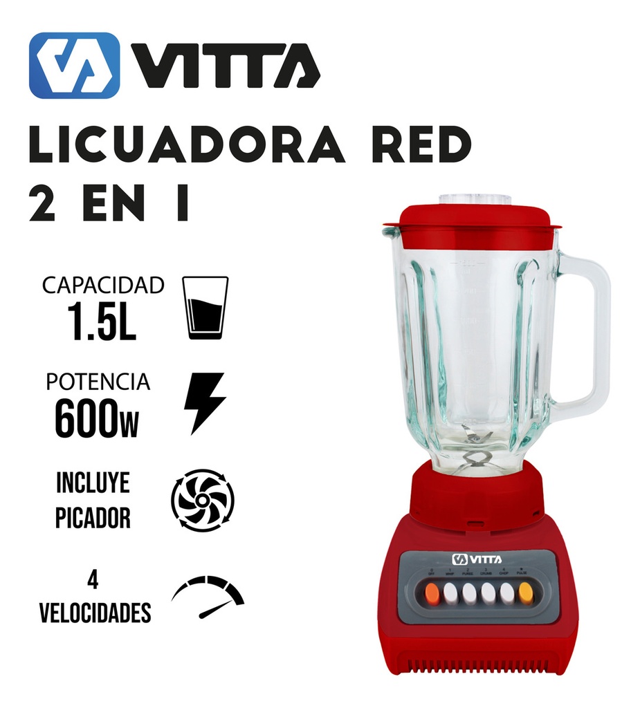 Licuadora Vitta 2 En 1 - Blanca Con Jarra De Vidrio 220v