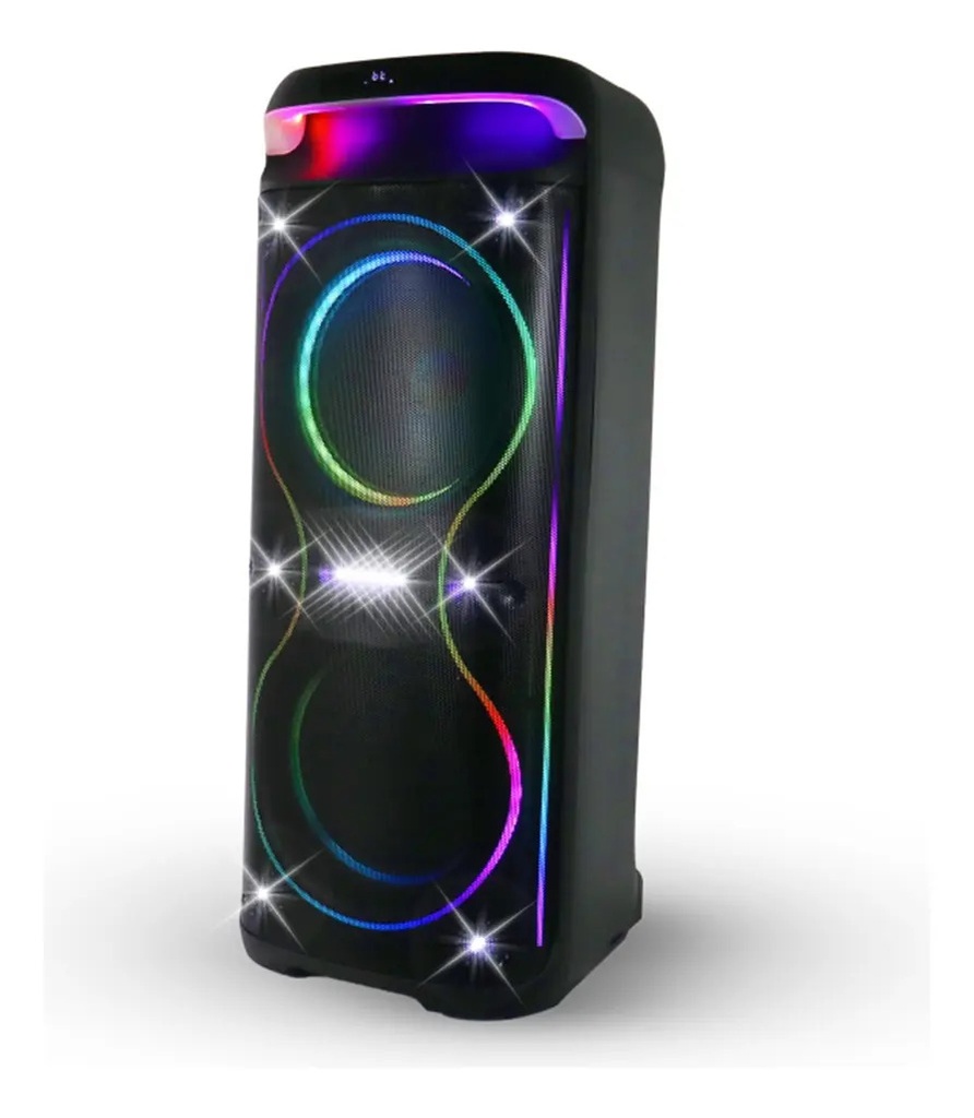 Torre De Sonido Parlante Ultrom Tulum 15000w Luces Led 2x12 Negro