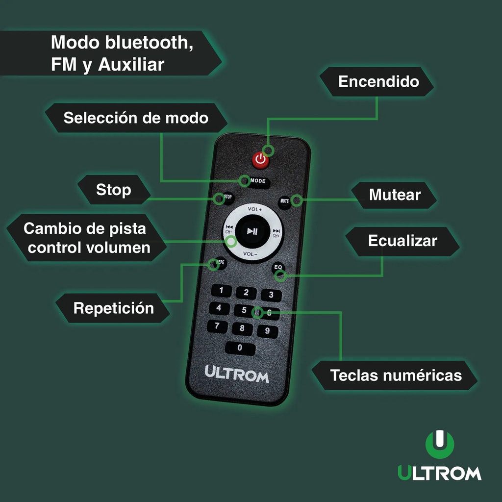 Torre De Sonido Parlante Ultrom Tulum 15000w Luces Led 2x12 Negro