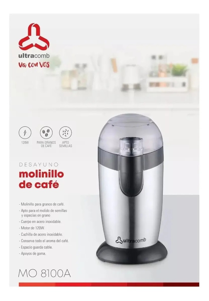 Molinillo Para Granos De Café Ultracomb Acero Mo 8100a.