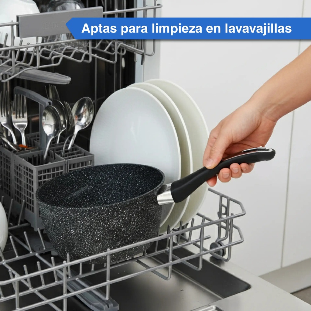 Baterias De Cocina Kanji Gourmet 9 Piezas Antiadherente Mármol Negro