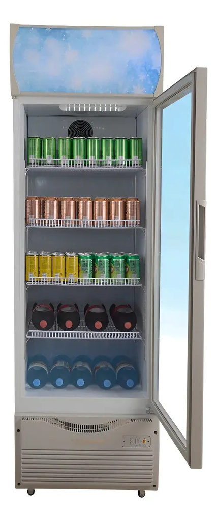 Heladera Exhibidora Telefunken De 330 L Con Puerta De Vidrio Y Ruedas Plateado